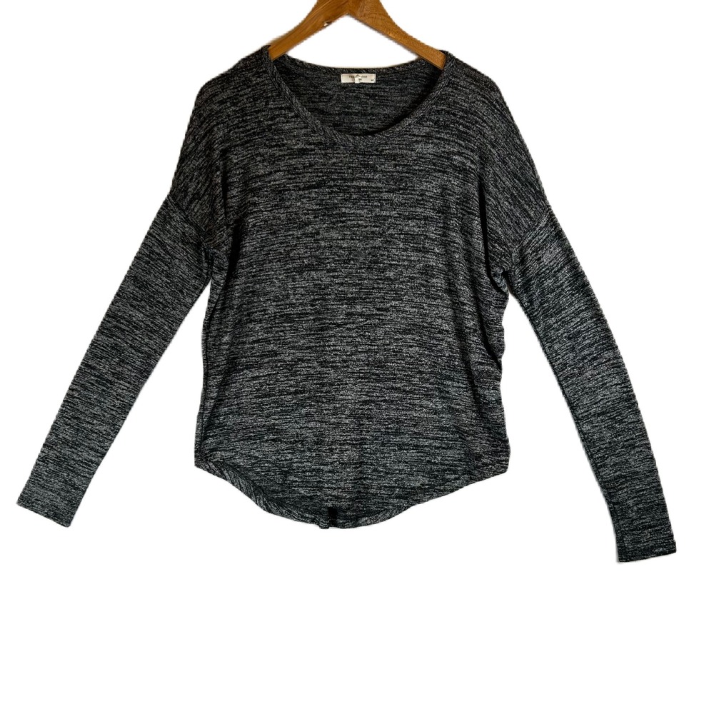 Rag & Bone Womens Space Dye Marled Knit Dolman Sleeve Scoop Neck Top Gray S
